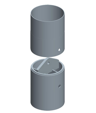 MODEL&CO, manufacturer of round stop-end pipe joint with central pin for diaphragm wall for foundation engineering. MODEL&CO, manufacturer of foundation engineering equipment