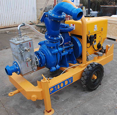MODEL&CO, fabricante de bomba de lodos diesel autoaspirante con circuito de vacío P180DV para obras de cimentaciones especiales