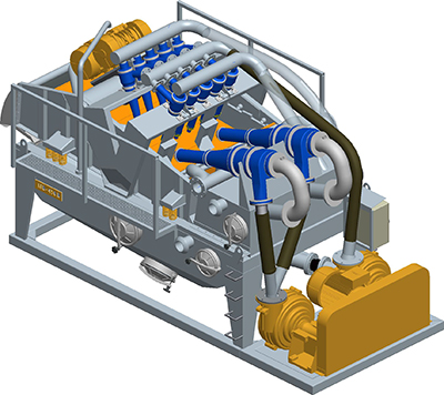 MODEL&CO, fabricante de desarenadores de lodos de doble ciclonado MD450D para obras de cimentaciones especiales. Fabricante de maquinaria de tratamiento de lodos