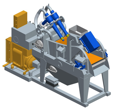 MODEL&CO, fabricante de mini desarenador de lodos de simple ciclonado (Diesel) MD45T para obras de cimentaciones especiales. Desarenador para geotermia. Fabricante de maquinaria de tratamiento de lodos