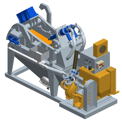 MODEL&CO, fabricante de mini desarenador de lodos de simple ciclonado (Diesel) MD45T para obras de cimentaciones especiales. Desarenador para geotermia. Fabricante de maquinaria de tratamiento de lodos